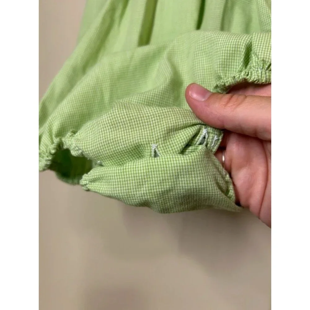 Vintage 12M Baby Boy Hand Smocked Green Bubble Romper